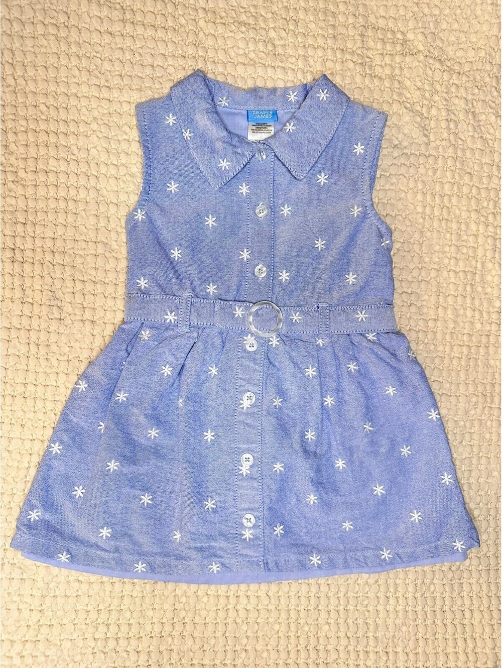 Draper James Chambray Belted Flower Pattern Dress - Sz 2T